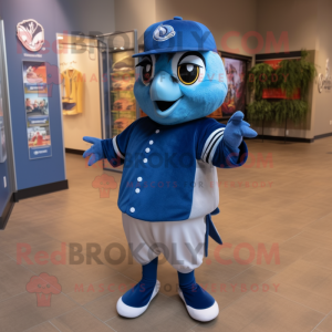 Olive Blue Jay mascot costume character dressed with a Sweatshirt and Beanies