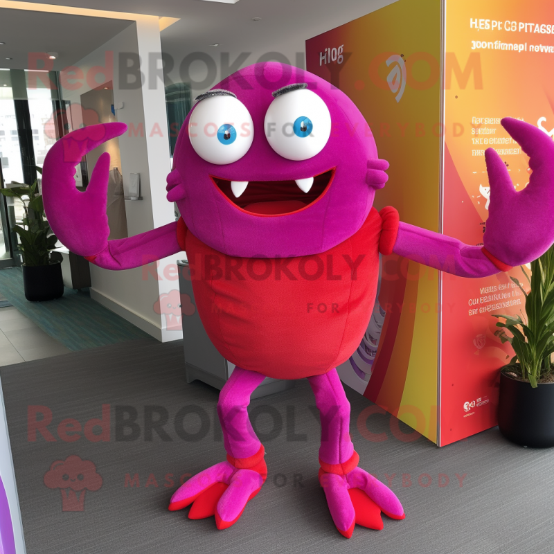 Magenta Crab mascot costume character dressed with a Trousers and Anklets