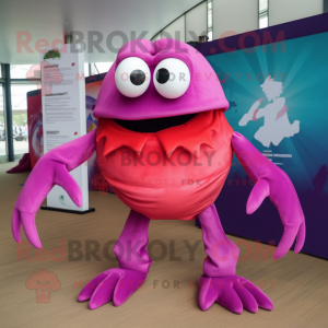 Magenta Crab mascot costume character dressed with a Trousers and Anklets