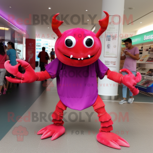 Magenta Crab mascot costume character dressed with a Trousers and Anklets
