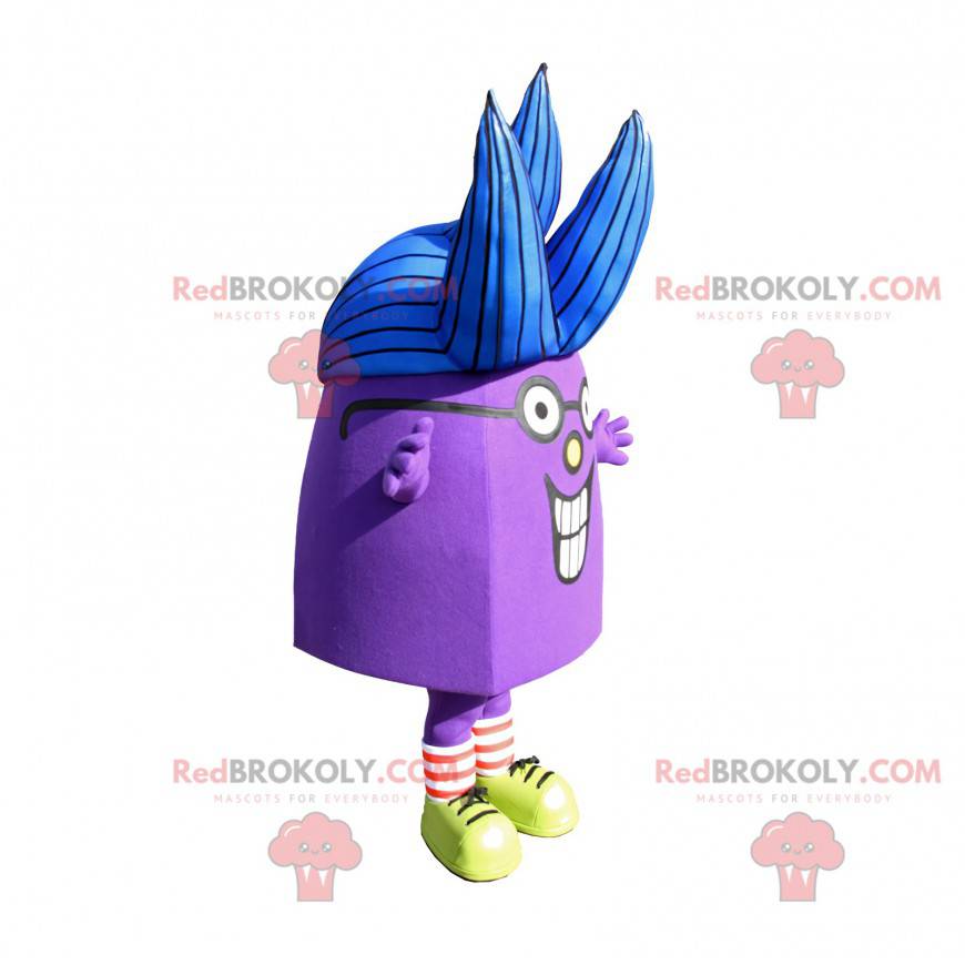 Mascote roxo com cabelo azul - Redbrokoly.com