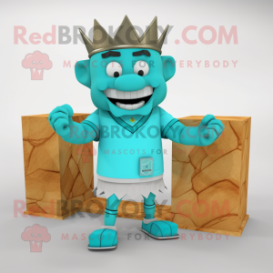 Turquoise King mascot costume character dressed with a Cargo Shorts and Cufflinks