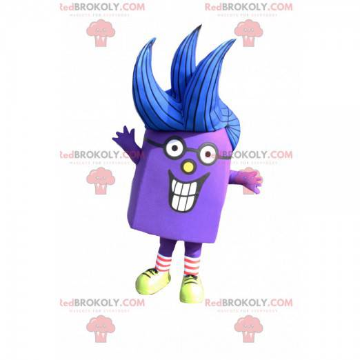 Mascotte personaggio viola con capelli blu - Redbrokoly.com