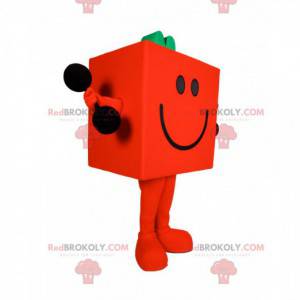Mascotte de bonhomme orange en forme de cube - Redbrokoly.com