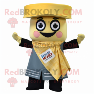 Gold Miso Soup mascot costume character dressed with a Dress Shirt and Scarf clips