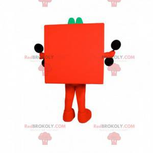 Mascotte de bonhomme orange en forme de cube - Redbrokoly.com