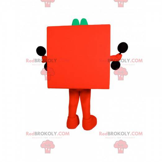 Cube-shaped orange snowman mascot - Redbrokoly.com