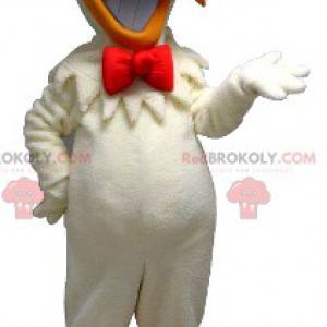 Mascotte de poule blanche et orange pour un snack -