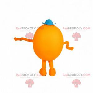 Round and yellow snowman mascot with long arms - Redbrokoly.com
