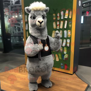 Grijs Alpaca mascotte...