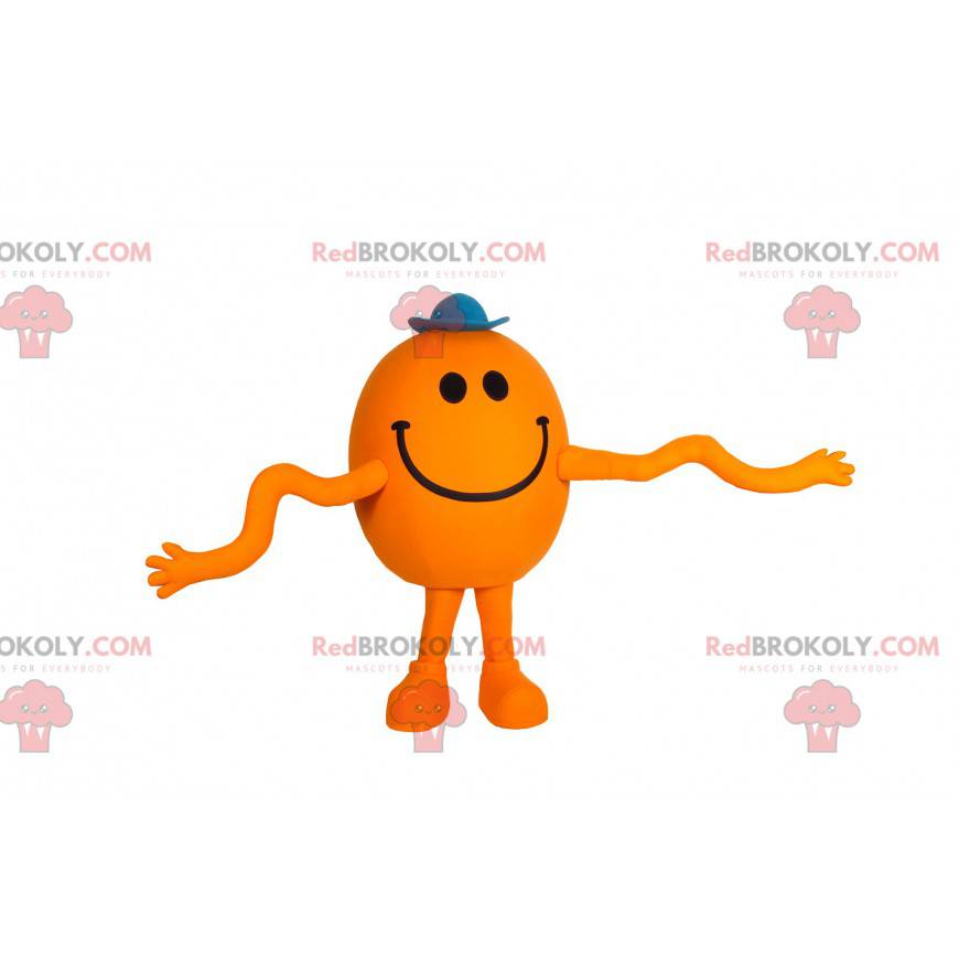 Rund og gul snømannmaskot med lange armer - Redbrokoly.com Rund og gul snømannmaskot med lange armer - Redbrokoly.com