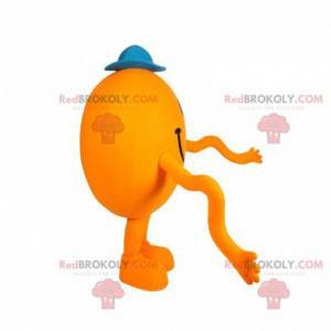 Round and yellow snowman mascot with long arms - Redbrokoly.com