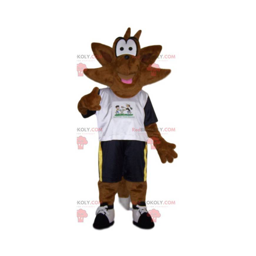 Mascote ouriço marrom em roupas esportivas - Redbrokoly.com