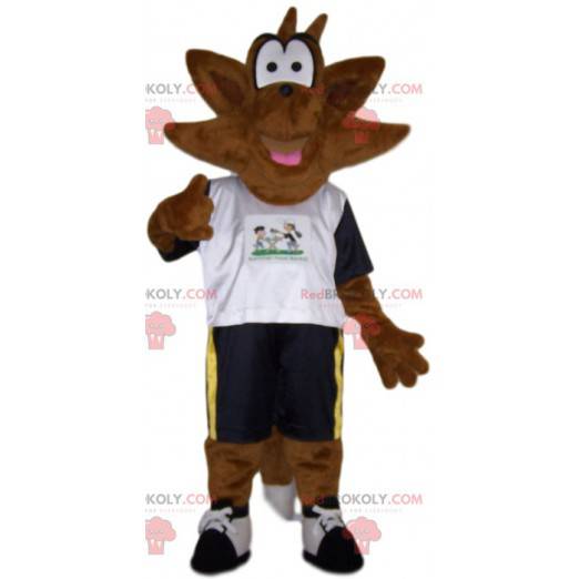 Braunes Igelmaskottchen in Sportbekleidung - Redbrokoly.com