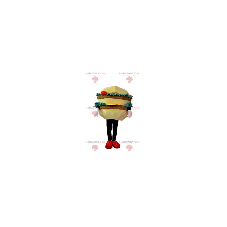 Mascote de hambúrguer gourmet com bife, salada, tomate - Mascote de hambúrguer gourmet com bife, salada, tomate -