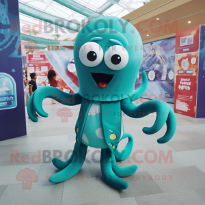 Blågrøn Octopus maskot...