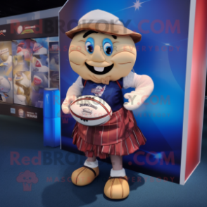 nan Rugby Ball mascot costume character dressed with a Wrap Skirt and Wallets