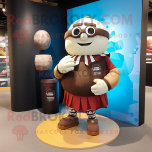 nan Rugby Ball mascot costume character dressed with a Wrap Skirt and Wallets