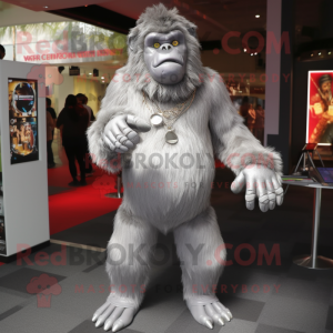 Silver Orangutan mascot costume character dressed with a Shorts and Bracelet watches