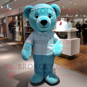 Cyan Teddy Bear maskot...