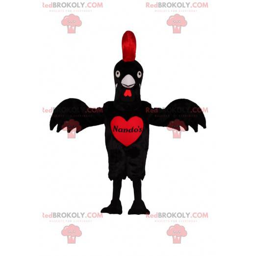 Mascotte pollo nero con una bella cresta rossa - Redbrokoly.com