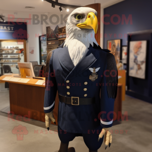 Navy Haast'S Eagle mascot costume character dressed with a Coat and Tie pins