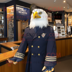 Navy Haast'S Eagle mascot costume character dressed with a Coat and Tie pins