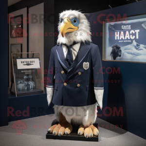 Navy Haast'S Eagle mascot costume character dressed with a Coat and Tie pins