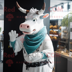 Hvid Zebu maskot kostume...