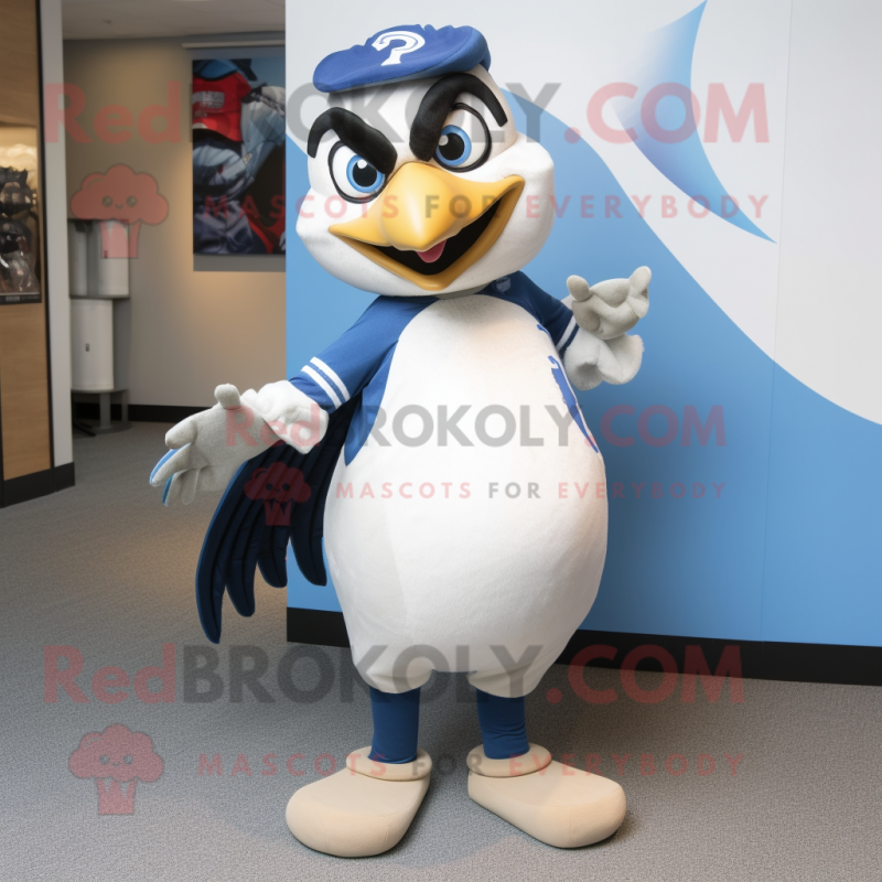 White Blue Jay mascot costume character dressed with a Leggings and Ties White Blue Jay mascot costume character dressed with a Leggings and Ties