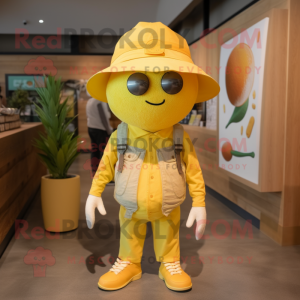 Rust Lemon mascot costume character dressed with a Romper and Hats