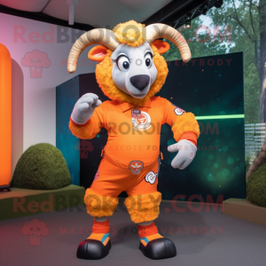 Orange Ram maskot kostume...