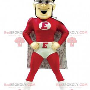 Mascote do super-herói em vermelho e branco. - Redbrokoly.com