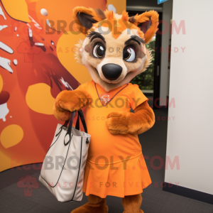 Orange hyena maskot kostym...