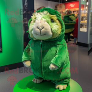 Green Guinea Pig mascot costume character dressed with a Turtleneck and Keychains