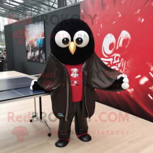 nan Ping Pong Table mascot costume character dressed with a Leather Jacket and Shawls