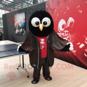 nan Ping Pong Table mascot costume character dressed with a Leather Jacket and Shawls