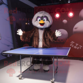 nan Ping Pong Table mascot costume character dressed with a Leather Jacket and Shawls