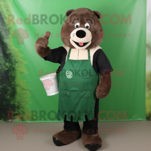 Forest Green Bbq Ribs mascot costume character dressed with a Oxford Shirt and Gloves