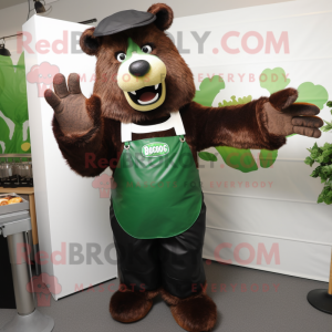 Forest Green Bbq Ribs mascot costume character dressed with a Oxford Shirt and Gloves