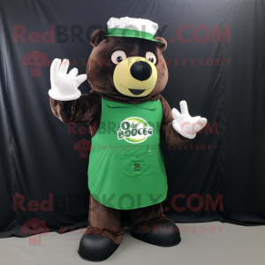Forest Green Bbq Ribs mascot costume character dressed with a Oxford Shirt and Gloves