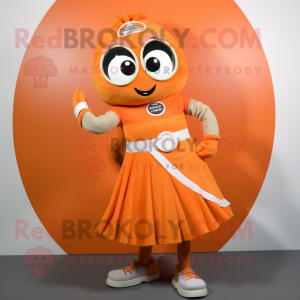 Orange Wrist Watch mascot costume character dressed with a A-Line Skirt and Wraps