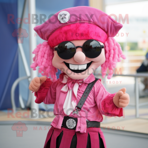 Pink Pirate mascot costume character dressed with a Dress Shirt and Headbands