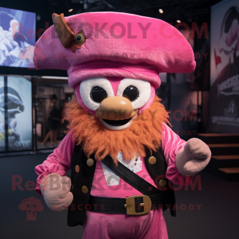 Pink Pirate mascot costume character dressed with a Dress Shirt and Headbands