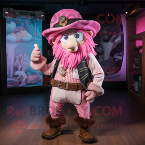 Pink Pirate mascot costume character dressed with a Dress Shirt and Headbands