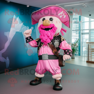 Rosa Pirate maskot kostym...