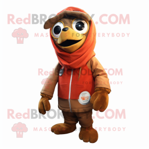 Rust But mascot costume character dressed with a Parka and Scarf clips