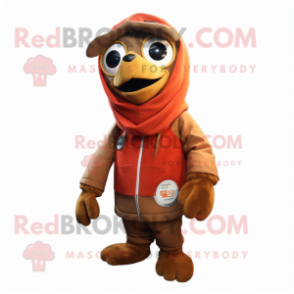 Rust But mascot costume character dressed with a Parka and Scarf clips