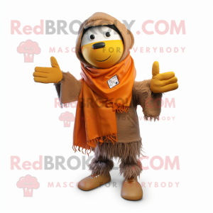 Rust But mascot costume character dressed with a Parka and Scarf clips