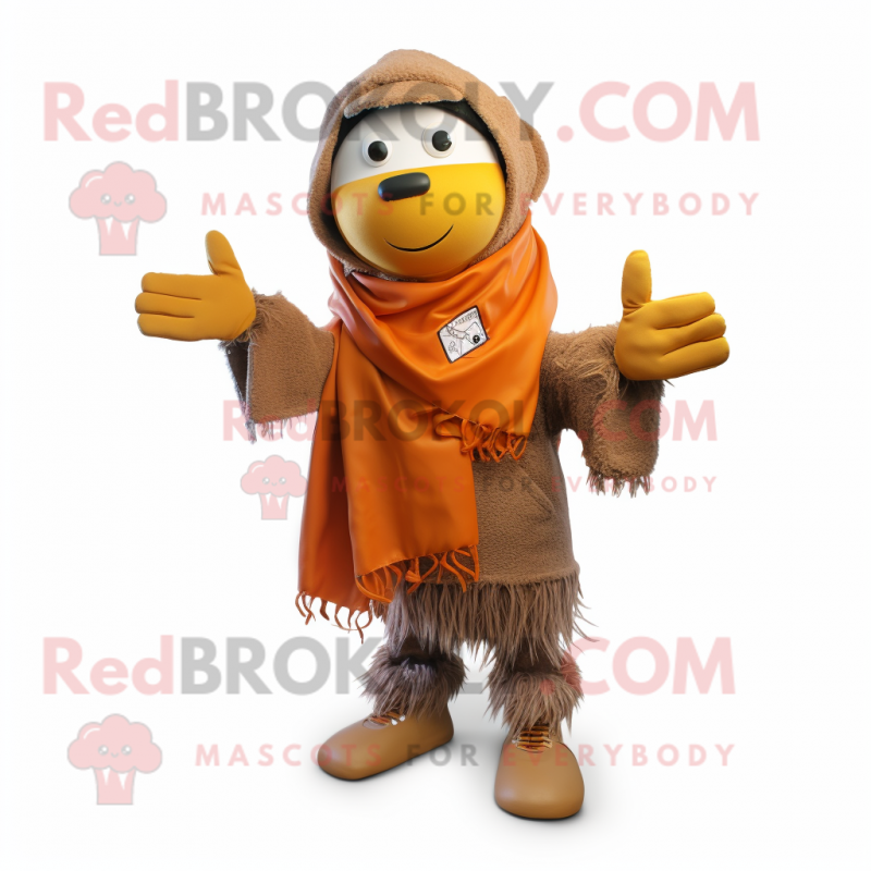 Rust But mascot costume character dressed with a Parka and Scarf clips